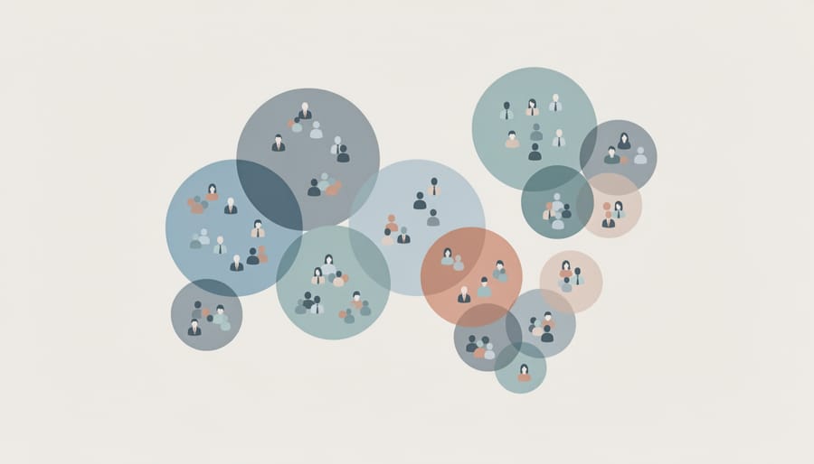 Overlapping glass shapes symbolizing interconnected professional communities