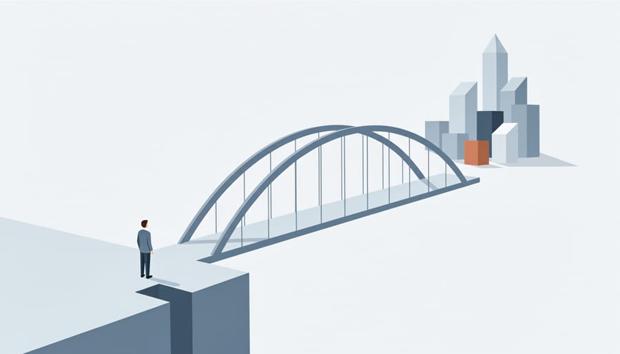 Backpack placed on a bridge symbolizing progress toward a career decision